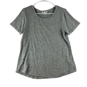 Three Dots Short Sleeve Top Women's Medium Heather Grey Rayon Soft Knit Everyday